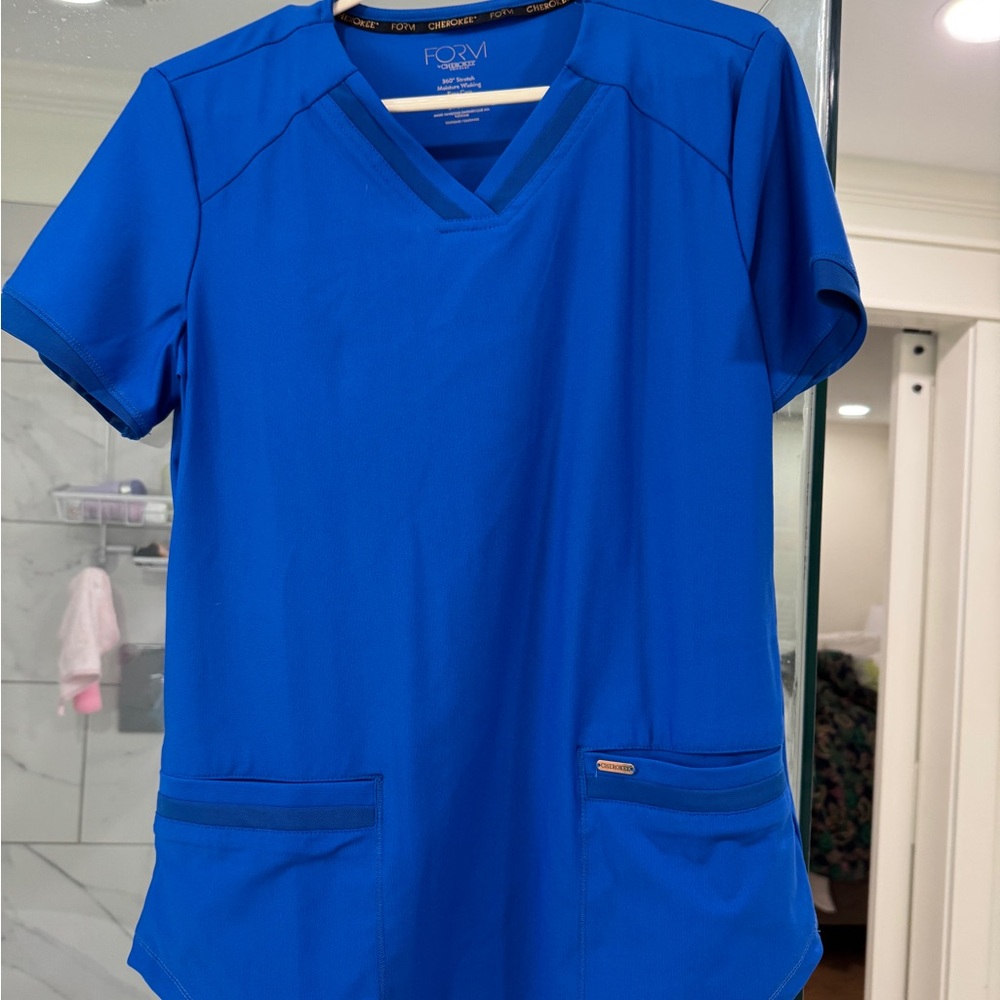 Cherokee Form Royal Blue Scrub Top & Bottoms